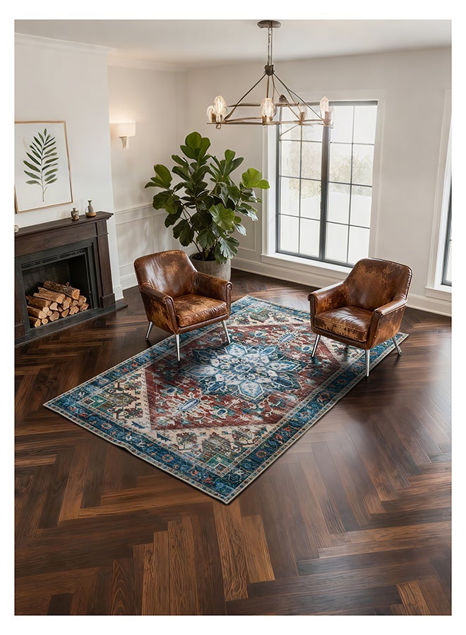 ايست من نون Carpet Rug Anti-Slip-  Size- 153 x 214 cm - 5x7 ft | Royal Heritage Design | Color- Rust Red| Ideal as Carpets for Living room, Bedroom, Office, Entry hallways, Foyers or balcony - Image 3